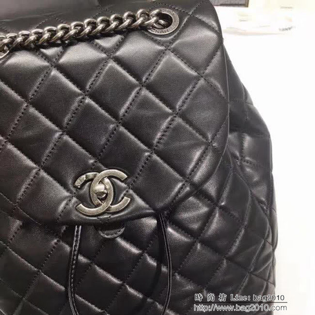 香奈兒CHANEL 91124黑色新款高仿原版時尚雙肩背包 DSC1306